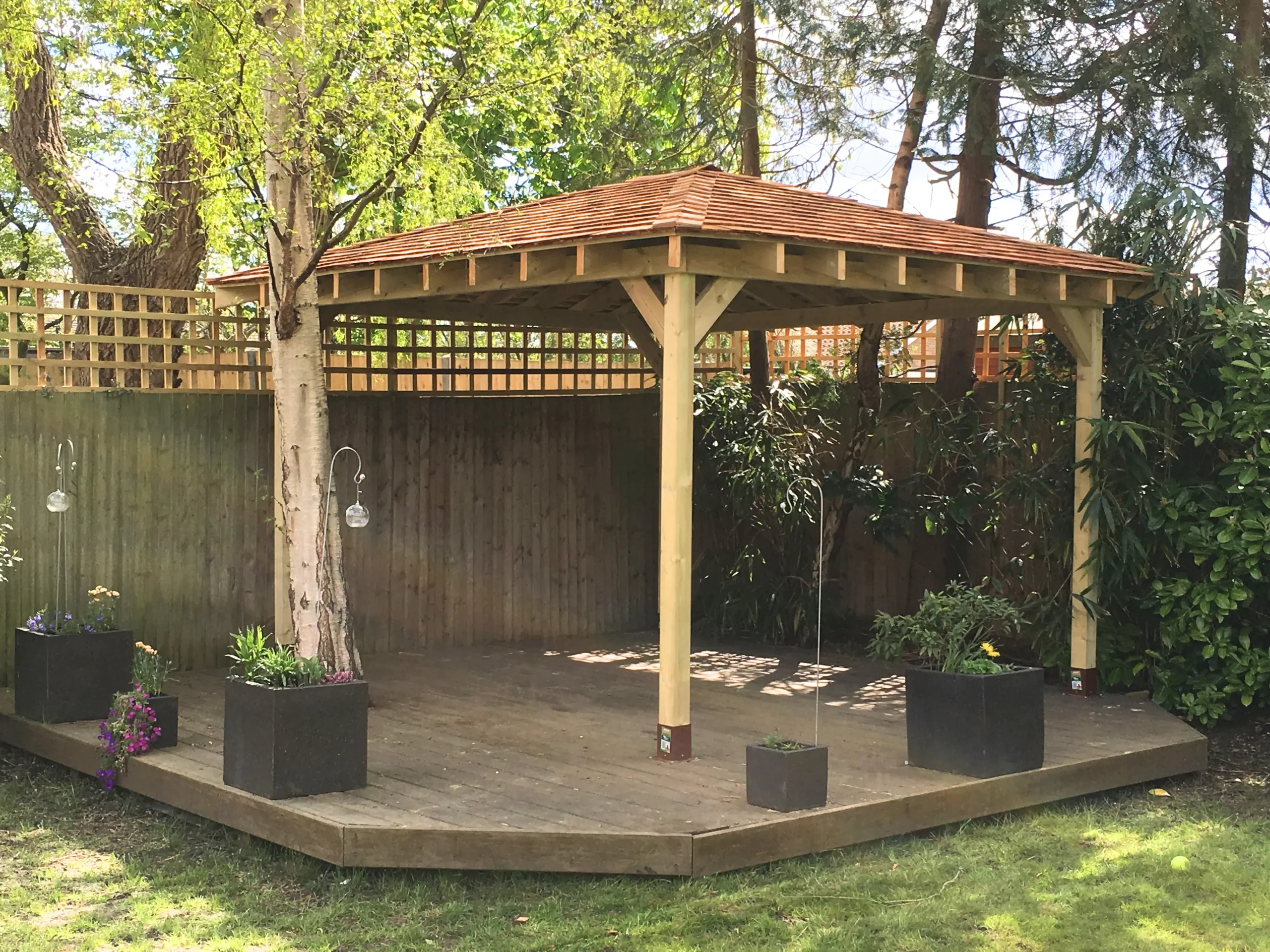 Timber Pergola Shaded Seating Area with Decking