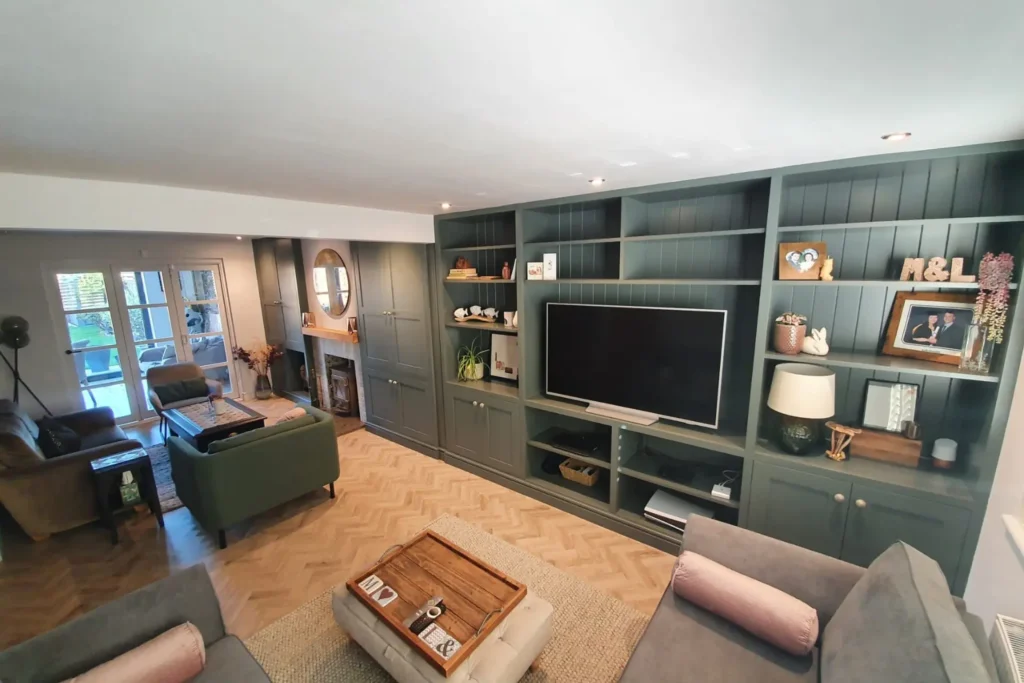 Bespoke Home Cinema and Media Wall in a living room