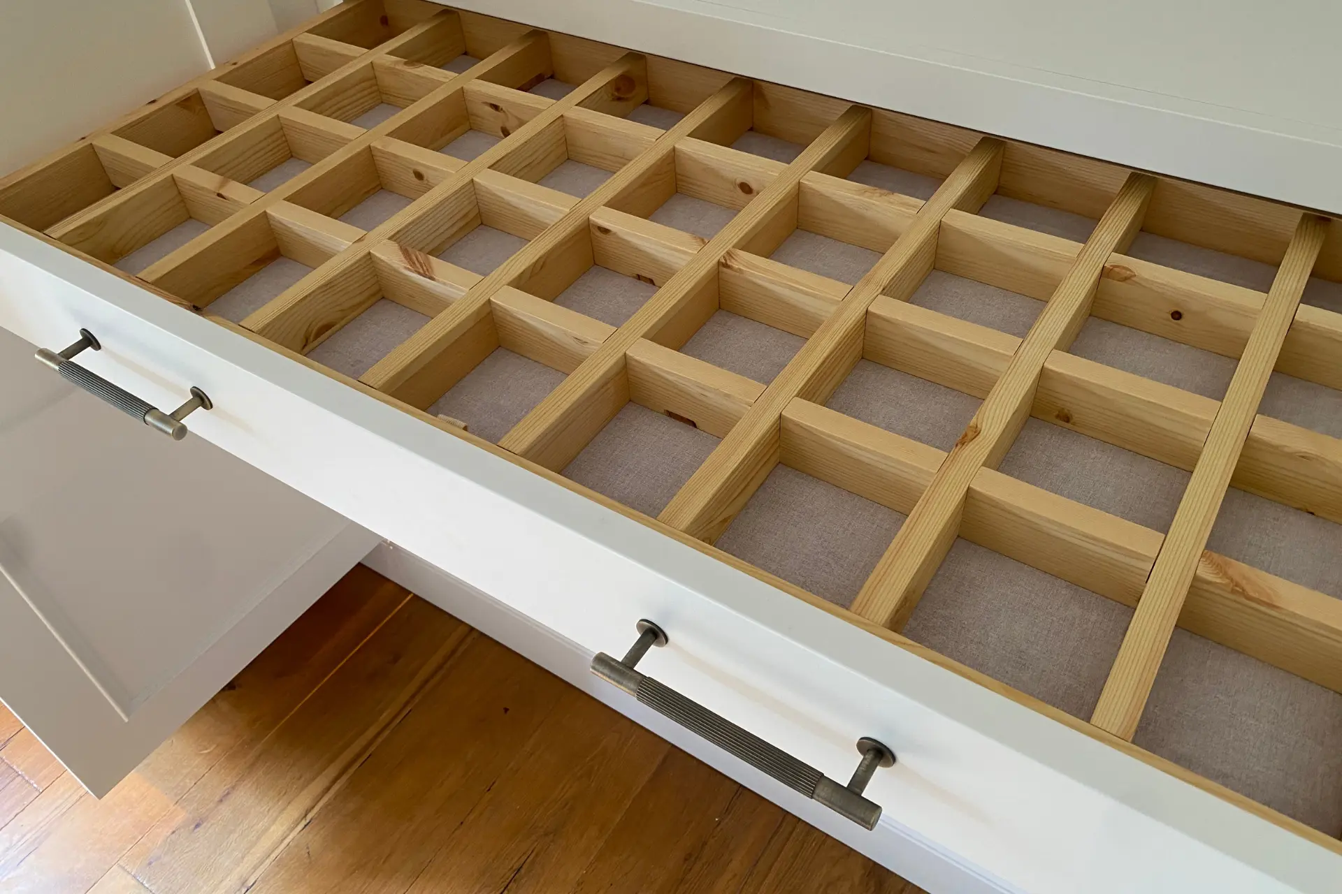 bespoke white drawer with compartments