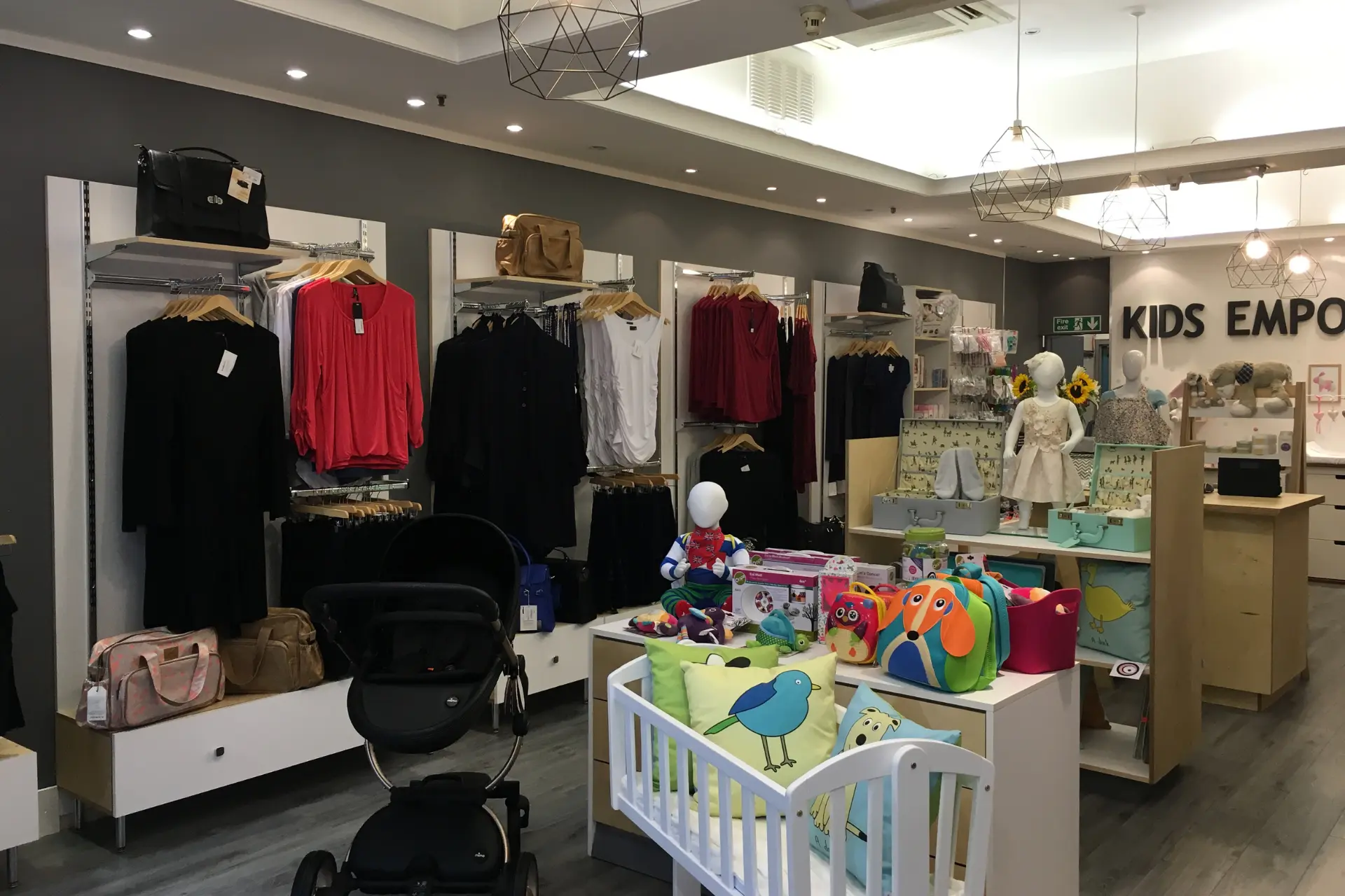commercial joinery in a children's clothing retail space