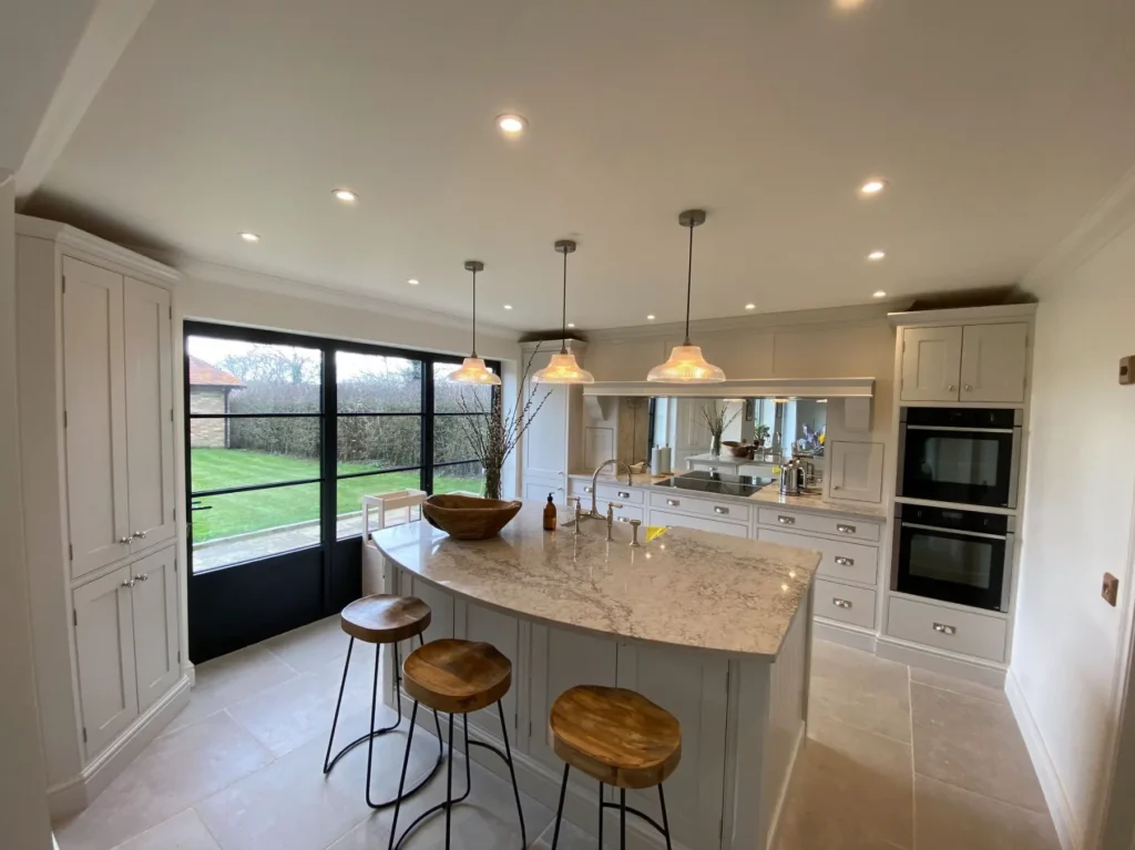Shaker Kitchen with a Curved Island